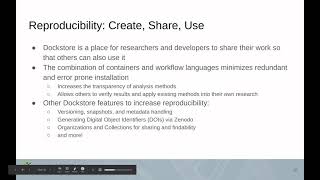 Reproducibility and Interoperability: Core Components of Dockstore