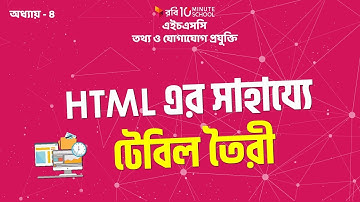 19. অধ্যায় ৪- ওয়েব ডিজাইন পরিচিতি ও HTML: HTML এর সাহায্যে টেবিল তৈরী ( Adding table in HTML)