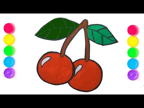 Vẽ trái cherry - Bé tập vẽ trái cherry | How to draw Cherry - Cherry drawing - fruits drawing