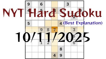 Today (10/11/2025) NYT Hard Sudoku Walkthrough 😊 | The New York USA Singapore UAE UK Hard Sudoku