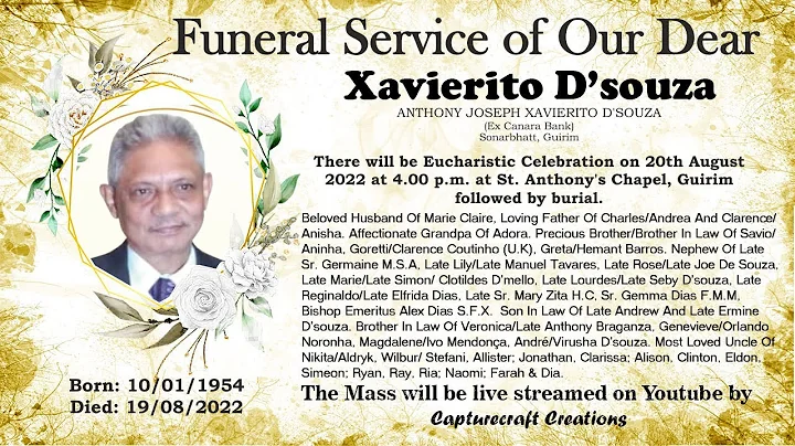 Funeral of XAVIERITO D'SOUZA | 20th August 2022 at...
