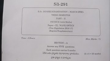 Sri Krishnadevaraya University || Physics 3rd sem previous question paper || 3rd sem physics paper