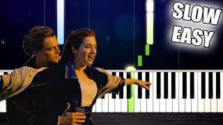 Video thumbnail of "Titanic Theme - SLOW EASY Piano Tutorial by PlutaX"