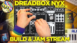 Building & testing DREADBOX NYX Reissue synth live on camera.
Lets put together and try a Dreadbox NYX! Say hello and hang. ⚡️ Support the channel on Patreon or give a Super Thanks: https://www.patreon.com/mylarmelodies ⚡️Buy some Bitchin Bajas!! https://bitchinbajas.bandcamp.com/ (This is the music in the building section)
➡️ More on the kit: https://www.dreadbox-fx.com/nyx-reissue/
Filmed on Sony A7S & A6300 & livestreamed via Black Magic ATEM Mini Pro and RODECaster Pro II, with RODE mics.
00:00 Building!
1:15:55 Playing! Building & testing DREADBOX NYX Reissue synth live on camera.