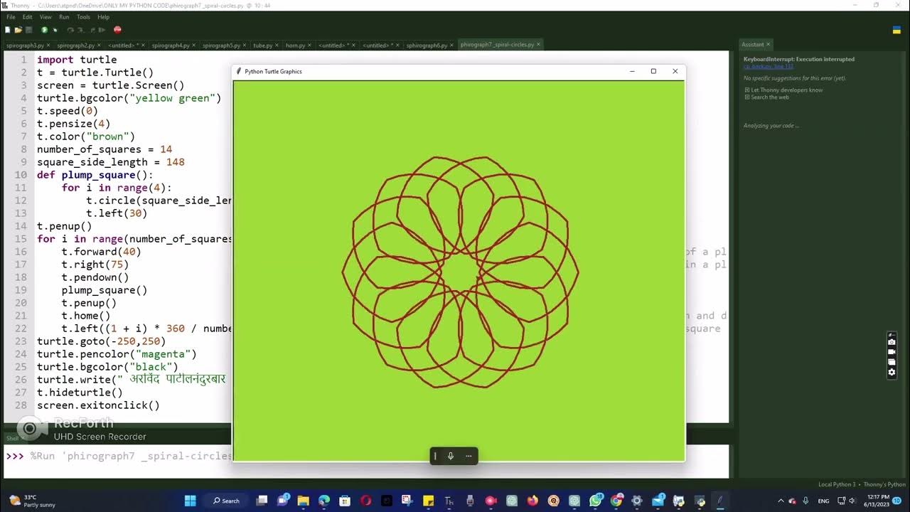 python art circular spiral - YouTube