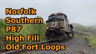 Norfolk Southern P87 on a Cloudy Morning at the Old Fort Loops High Fill