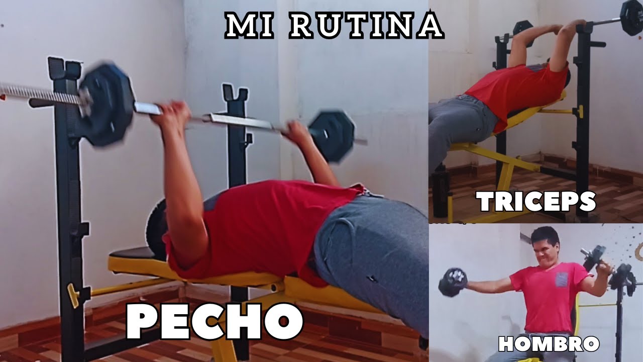 Mi rutina de ejercicios para pecho, hombros y tríceps en casa - YouTube