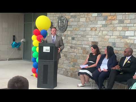 Addabbo delivers remarks at PS 47 Chris Galas School grand opening