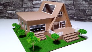 DIY - CARA MEMBUAT MINIATUR RUMAH DARI KARDUS DENGAN MUDAH #47 RUMAH SEGITIGA