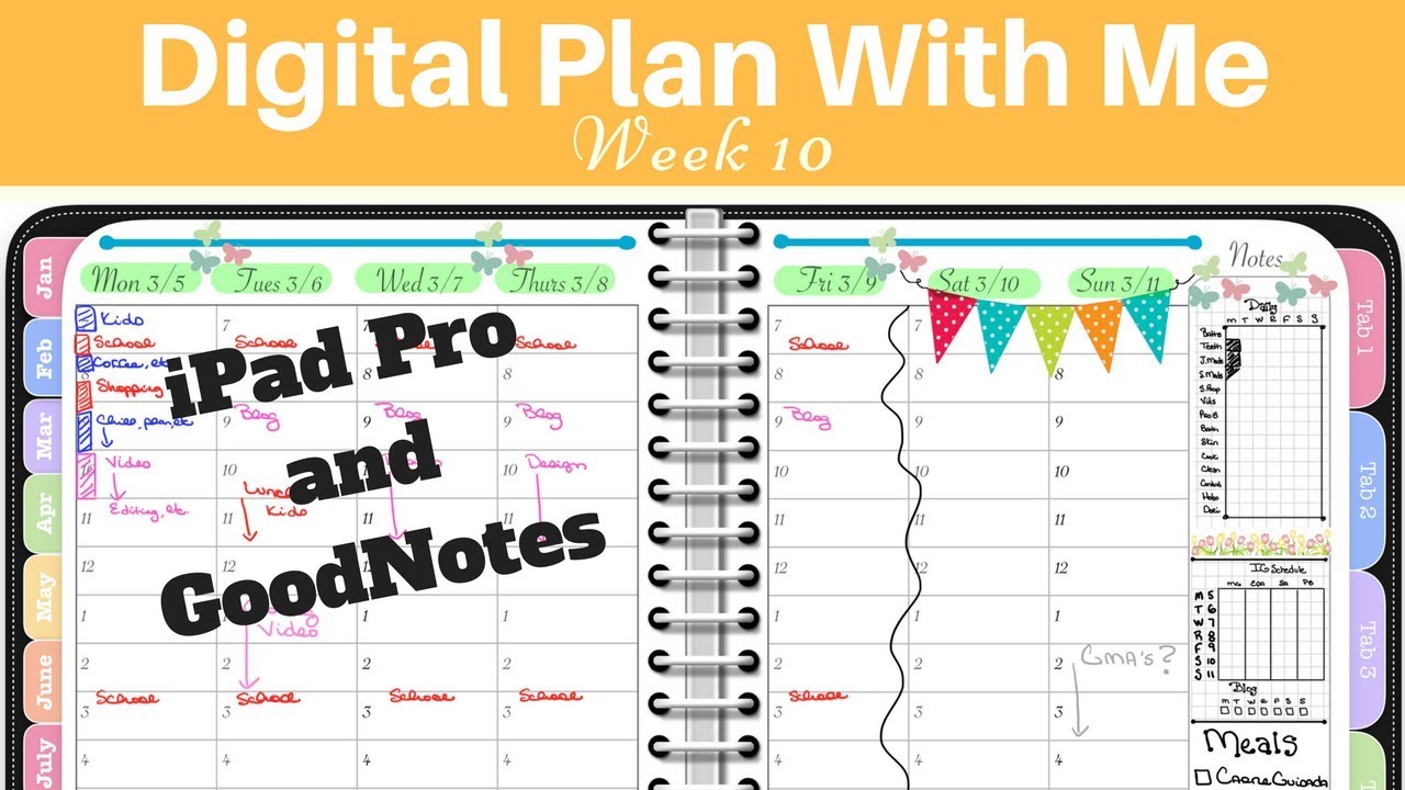 Digital Plan With Me on My iPad Pro with GoodNotes - Week 10 of 2018 ...
