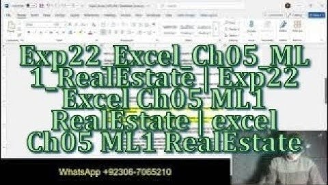 Exp22_Excel_Ch05_ML1_RealEstate | Exp22 Excel Ch05 ML1 RealEstate | excel Ch05 ML1 RealEstate