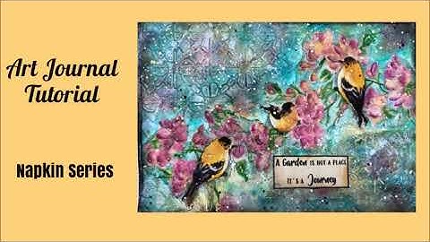Mixed Media Art Journal Tutorial- NAPKIN JOURNAL- GESSO THROUGH A STENCIL