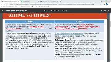 XHTML V/S HTML5 and Example of HTML.
