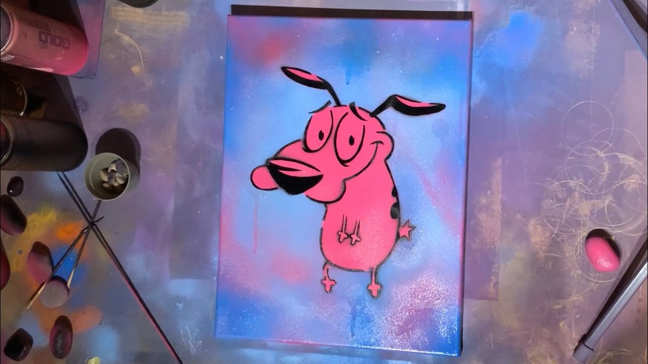 Courage The Cowardly Dog Spray Paint Art YouTube