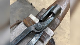 Blacksmith, how to forge box jaw tongs, hand and power hammer forged