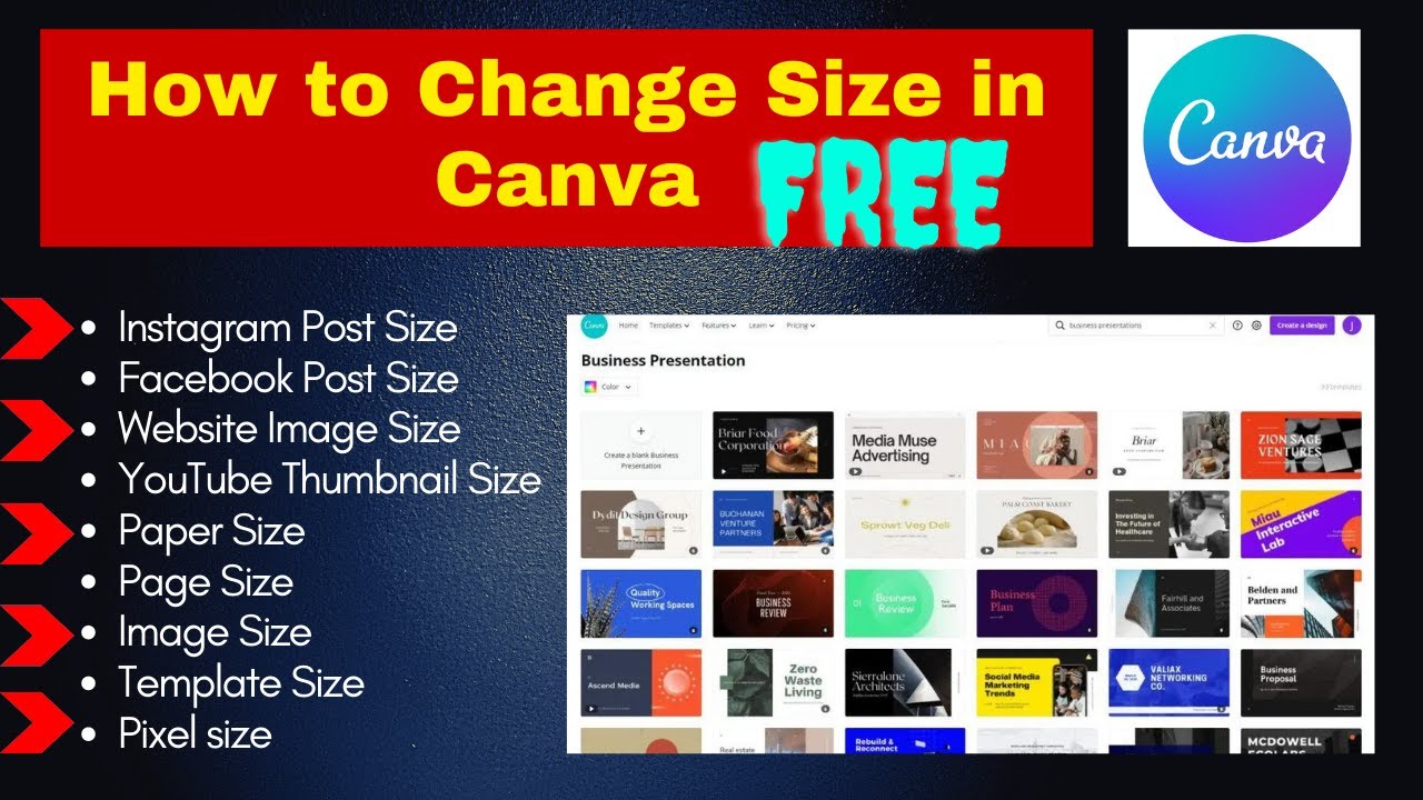 presentation size in canva