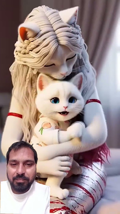 itten help mermaid by update her tai with technology #cat #cats #funn' #story #short#meow #vira#aww