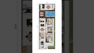 PLANTA DE CASA COM EDICULA NO FUNDO 9x20 | HOUSE PLAN | #plantabaixa #houseplan #obra