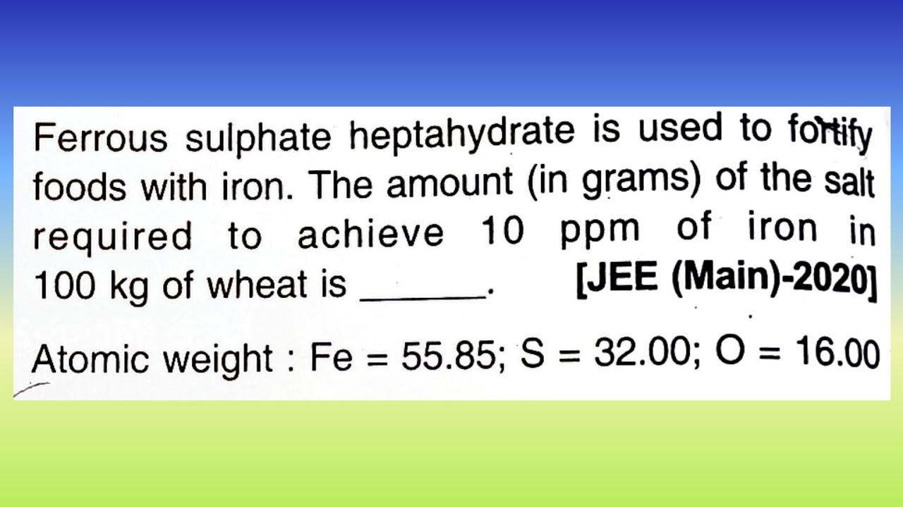 Ferrous sulphate Heptahydrate is used to fortify food with iron. The