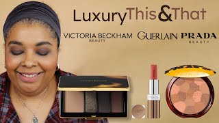 Victoria Beckham Victoria Eye Palette - Guerlain Terracotta Glow Powder - Prada Amaranto Lipstick.