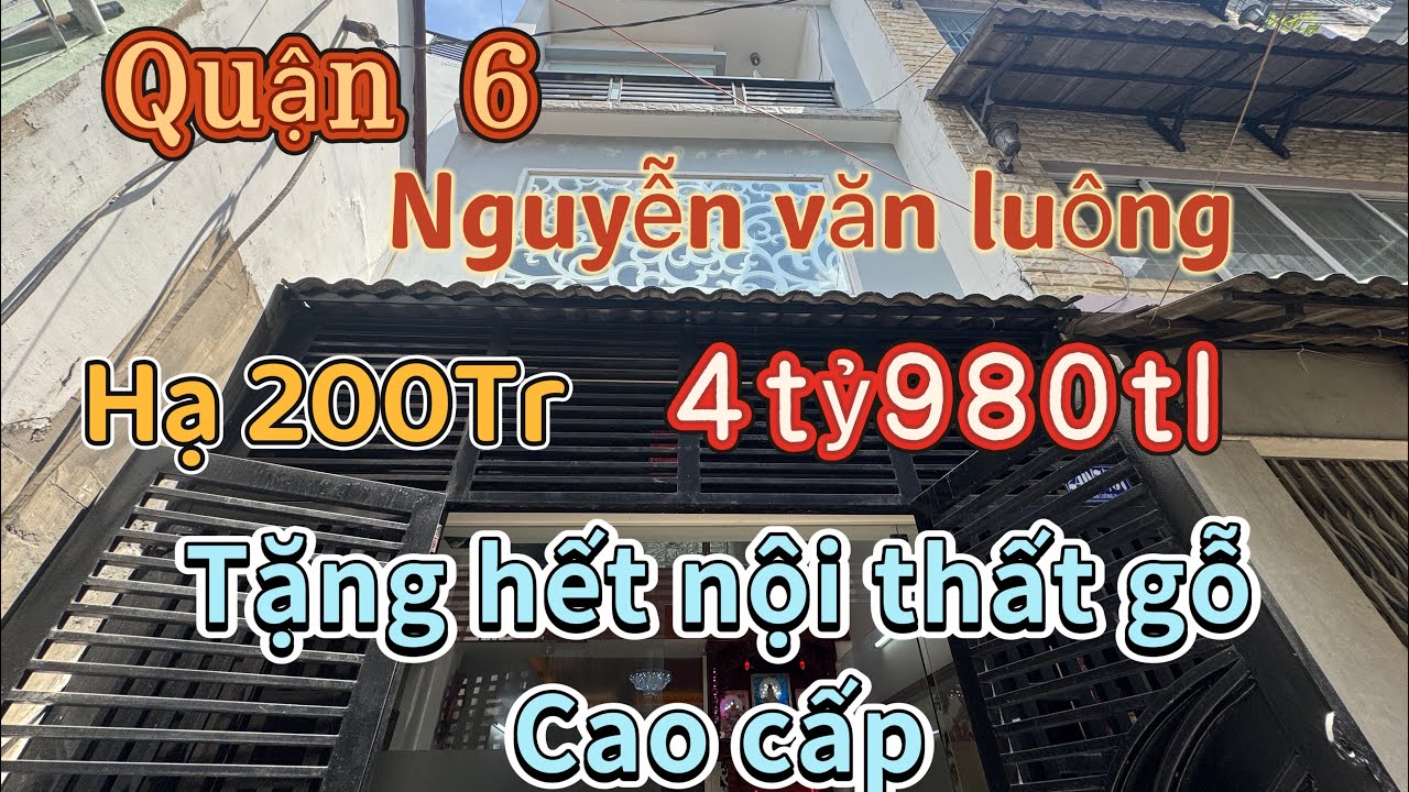 Chủ nhà thiện chí muốn bán nhanh hạ 200tr nhà 2 mặt hẻm Nguyễn Văn Luông Quận 6 gần HimLam Chợ Lớn