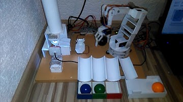 Robotic Cell for detection and sorting objects, (Labview, Color recognition, USB Camera, )