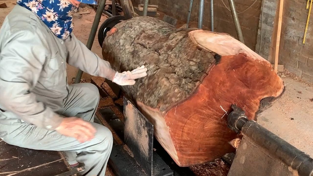 Amazing Woodturning Creative Art On Lathe - Carpenter Work Of Giant Wooden Lathe
