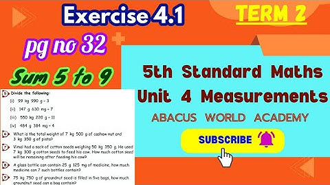 5th std Maths(unit 4) Measurements,Exercise 4.1(pg no 32)Sum 5 to 9 Term 2 samacheer#newedition2023