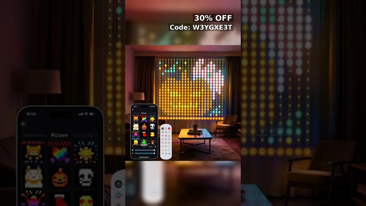 LED Curtain Light, 400 LEDs, Smart RGB+IC Color Changing Holiday Wall Lights, 6.6 x 6.6ft Indoor Dyn