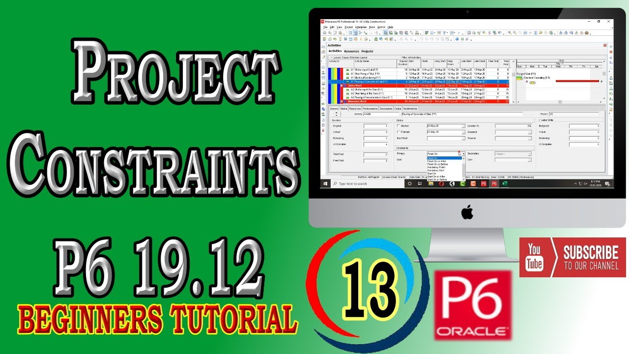 How to Assign Constraint to Activities Primavera P6 Beginners Tutorial YouTube