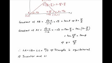 Find the incenter of the triangle with vertices (1,sqrt(3)), (0,0) and (2,0).