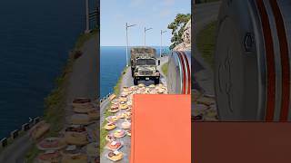 Cars & Ambulance Van Vs Giant Pit Bollards Crush Beamng.drive