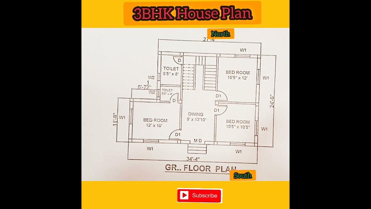24x34-house-plan-ii-3bhk-house-plan-ii-24x34-house-design-shorts-youtube