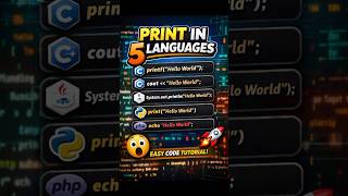 Print Function in 5 Programming Languages 🤯 | C, C++, Java, Python, PHP #Shorts