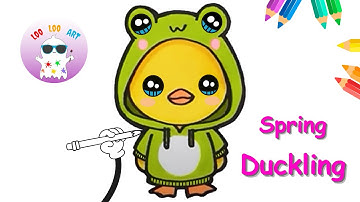 How to Draw a Cute Spring Duckling | Easy Frog Hoodie Cartoon Tutorial for Kids