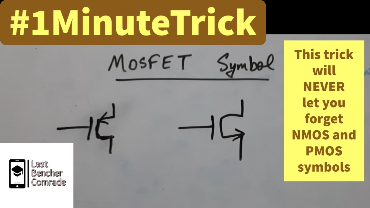 1MinuteTrick MOSFET Symbol Trick Trick to learn NMOS and PMOS