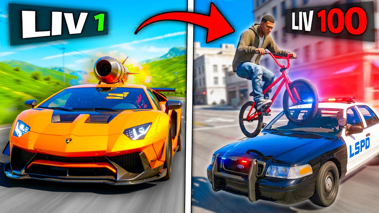 OGNI INCIDENTE L'AUTO DIVENTA PIÙ LENTA mentre SCAPPO DALLA POLIZIA su GTA 5! 🚲