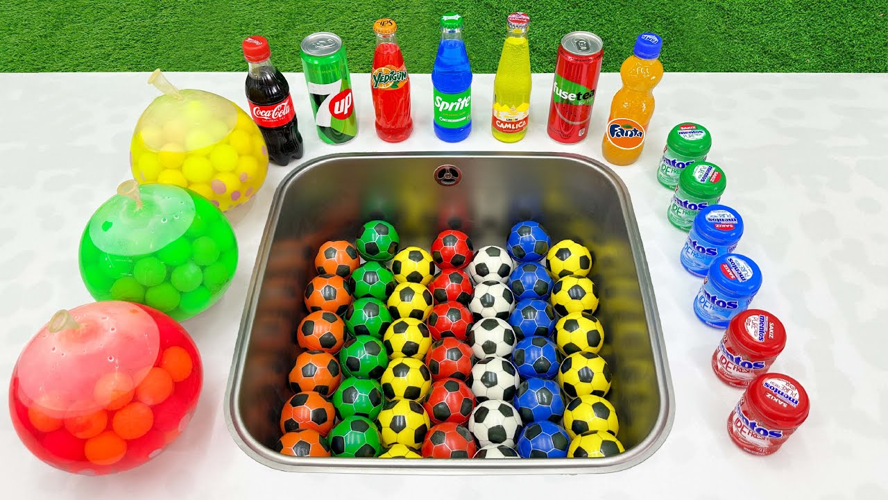 Мини-футбол против популярных газировок!!! Воздушные шарики Coca-Cola, Sprite, Fanta, Fuse Tea и ...