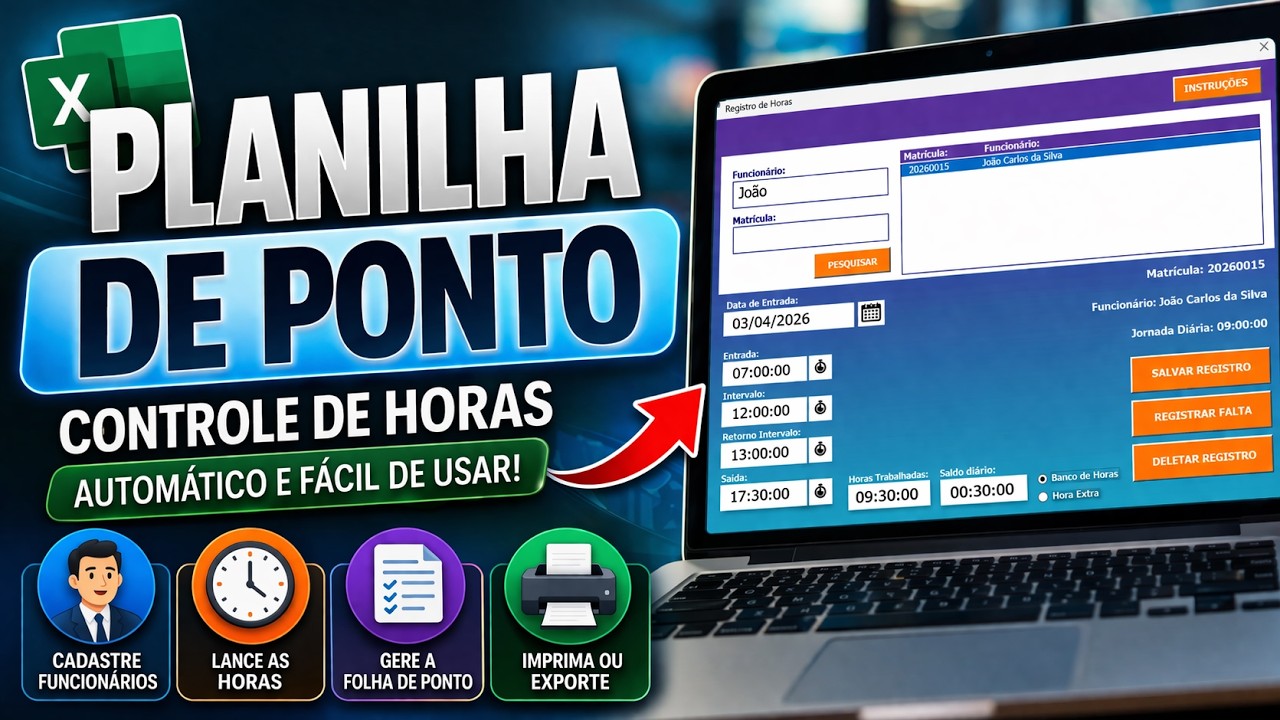 Planilha de Ponto e Controle de Horas - YouTube