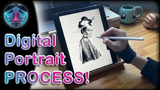 Portrait DRAWING time-lapse PROCESS 🎨 I show YOU how to PAINT CHARACTERS on PROCREATE from scratch ✅