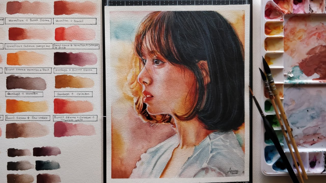 Watercolor portrait painting tutorial step by step - YouTube