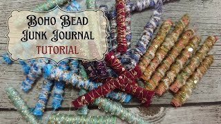 Easy BOHO BEAD tutorial for bohemian junk journals  with cloth, straw, and beads  embellishment