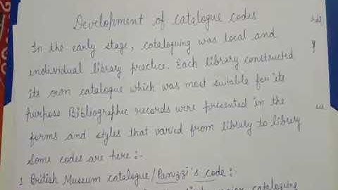 Development of catalogue code