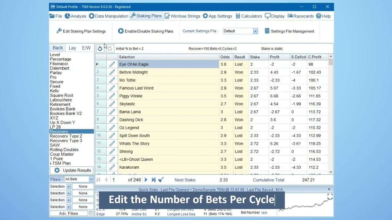 Recovery Staking Plan Settings in TSM