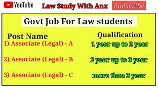 Govt Jobs For Law Students (Advertisement )