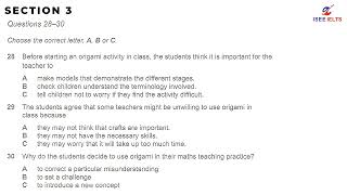 CAM 18 | IELTS LISTENING TEST | TEST 4 - SECTION 3 #english #listening #ielts #education #iseeielts