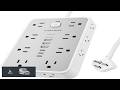 Surge Protector Power Strip 6Ft Flat Plug Extension Cord with 6 USB