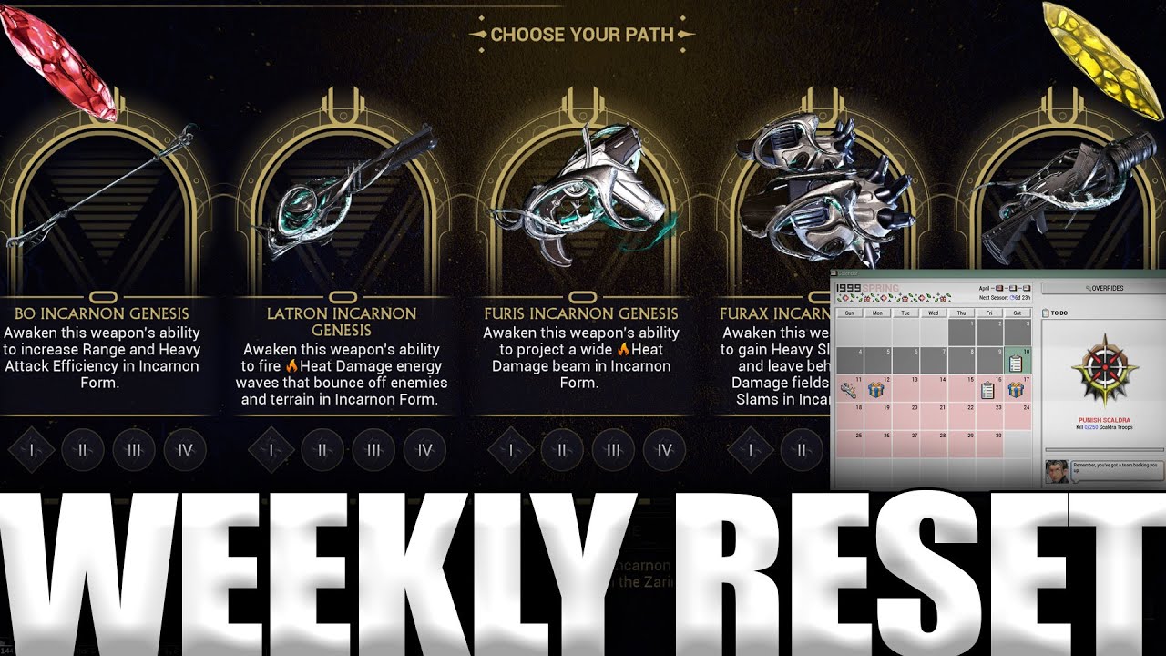 Warframe 1999 new season grab some incarnons warframe weekly reset