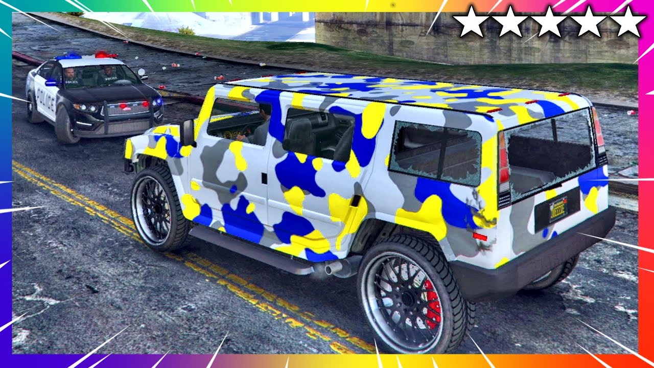GTA 5 Police Chase - Best Car - Patriot | GTA V Five Star Cop Battle ...