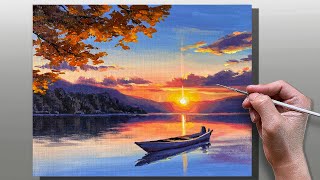 How to Paint Sunset Boat / Step-by-Step Acrylic Painting / Correa Art